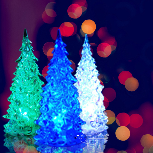12 pcs/lot,colorful led christmas tree nightlamp 7 color changing christmas tree led light night lamp for decoration - Click Image to Close