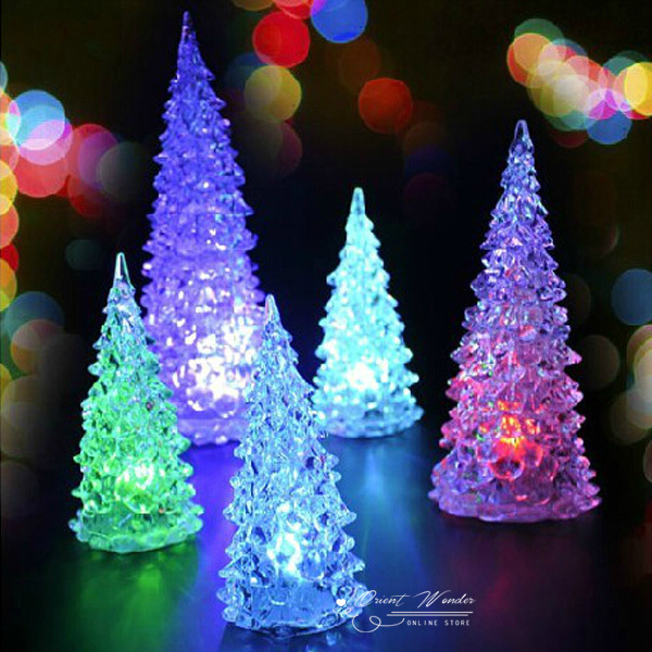12 pcs/lot,colorful led christmas tree nightlamp 7 color changing christmas tree led light night lamp for decoration - Click Image to Close
