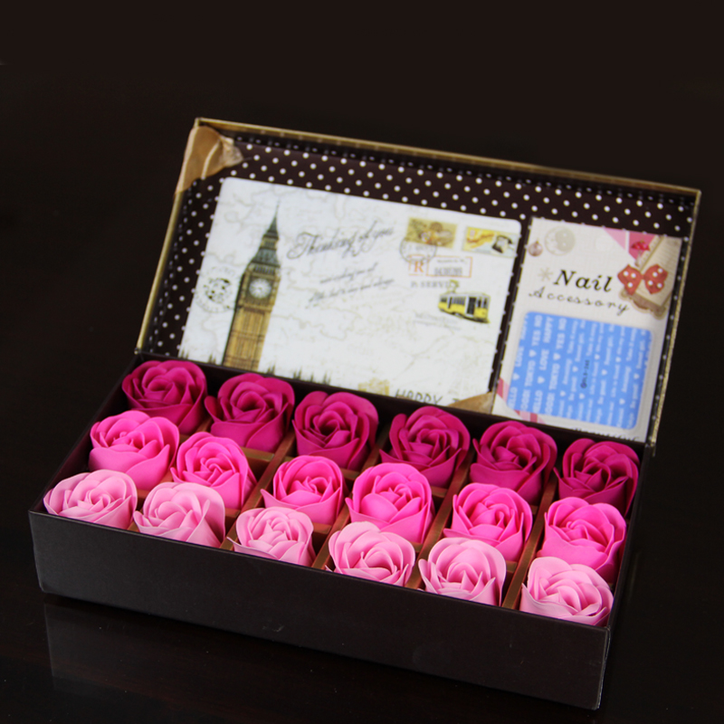 18pcs scented soap rose flower essential oil set with gift box romantic lover valentine's day wedding gifts body bath flowers