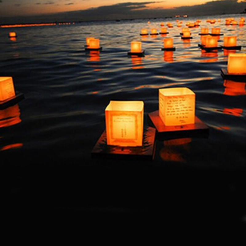 (20pcs/lot) waterproof paper lantern 15cm chinese wishing water square lanterns party birthday decoration