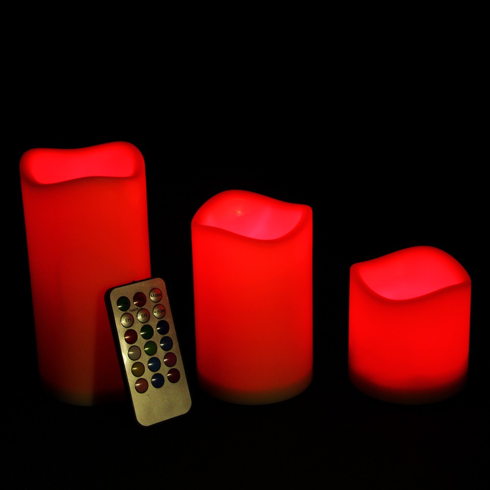 3pcs/set led remote control timing electronic wax candle romantic wedding party decoration multicolor flash flameless tea light