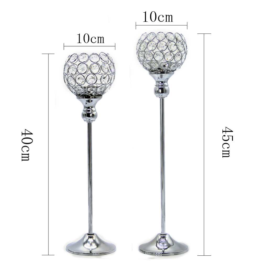 40&45cm high k9 crystal glass candle holder metal plated wedding candlestick for home decoration centerpieces candelabra sets