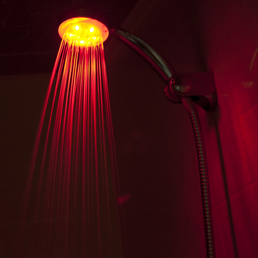50 pcs/lot magic rgb color change temperature control led shower head self-power bath faucet light