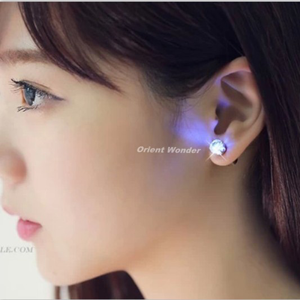 5pair(10pieces) new fashion cool shiny glowing led earrings colourful ear stud earring light up drop party club decoration