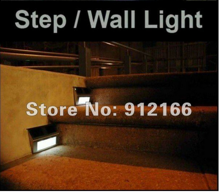 6pcs/lot solar powered staircase light,stainless outdoor step light,2 led solar wall/street light