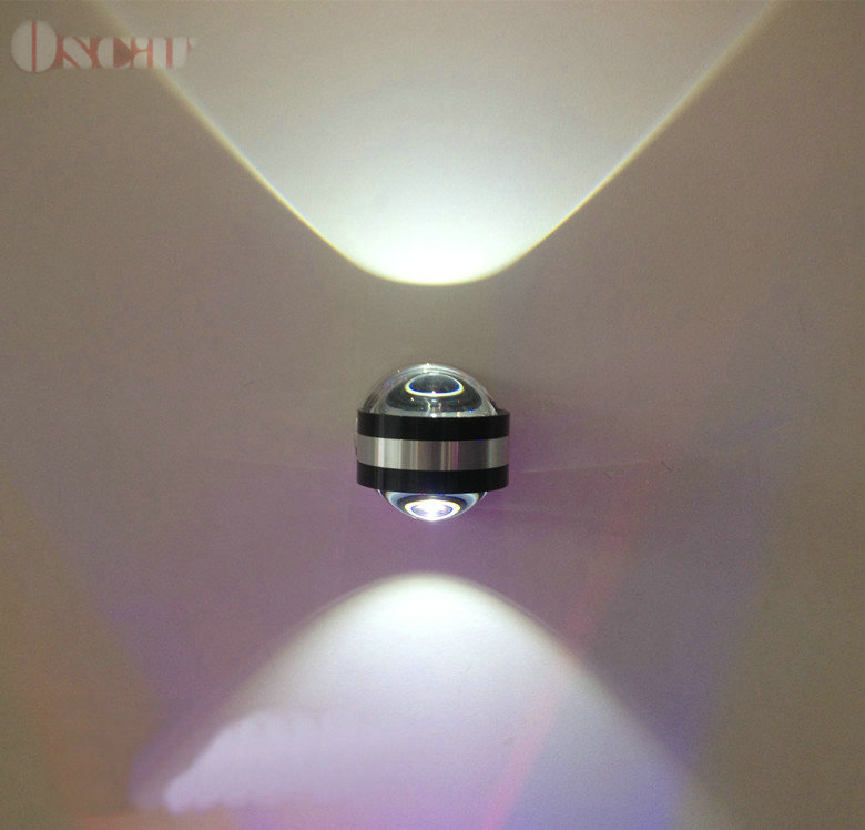 6w cool white led wall lamp wall mounted crystal convex lens ac85-220v silver and black aluminum bathroom bedroom light