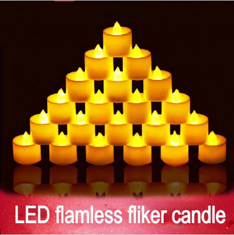 72pcs led smokeless electronic flliker candle flameless yellow candle tea light for wedding party decoration