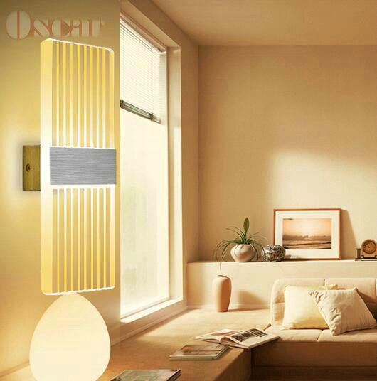 ac85-265v 6w warm white led wall lamp bedroom bedside lamp modern minimalist living room wall sconce aisle light surface mount - Click Image to Close