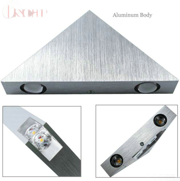 aluminum modern wall sconce triangle designed 3w yellow led wall light decoration home lighting ac85-265v wall mounted lamp - Click Image to Close