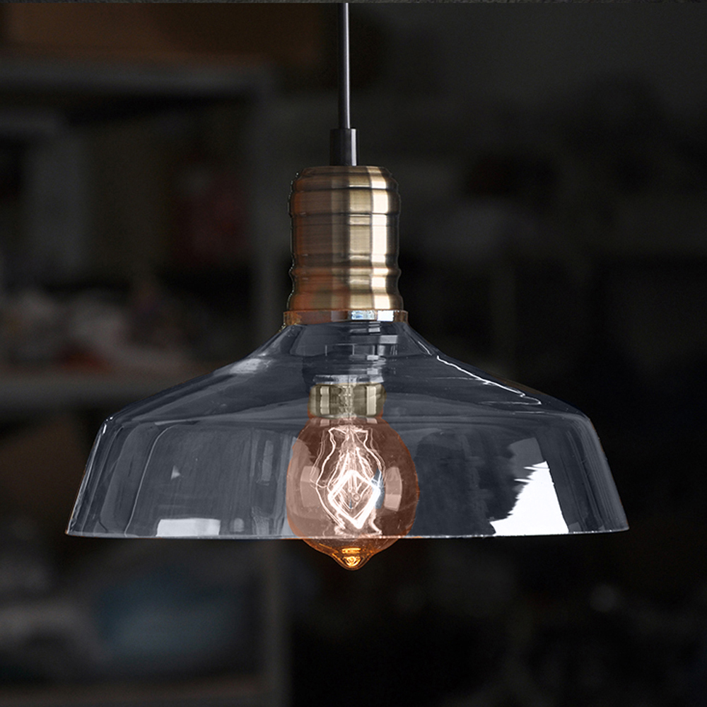 american industrial pendant light vintage glass bowl pendant light hanging lights bar lamps fixtures edison e27 220/110v bulb - Click Image to Close