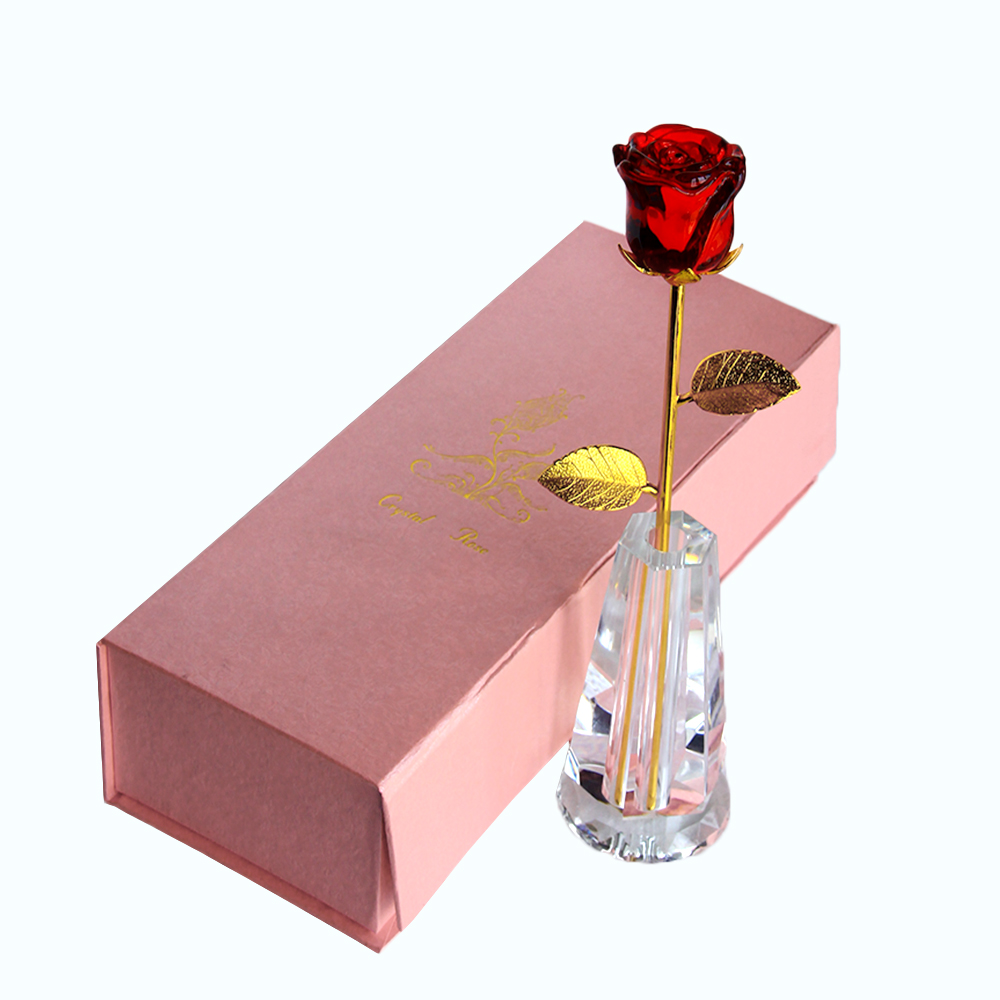 crystal rose immortal flowers with vase gift box romantic birthday valentine's gift for love home wedding decoration ornaments