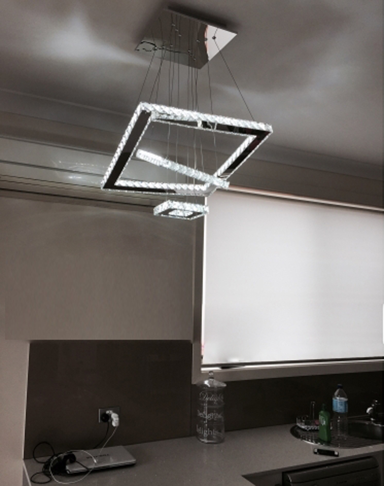 elegant led pendant lamp 3 lights k9 transparent crystal stainless steel suspension light for dinning room