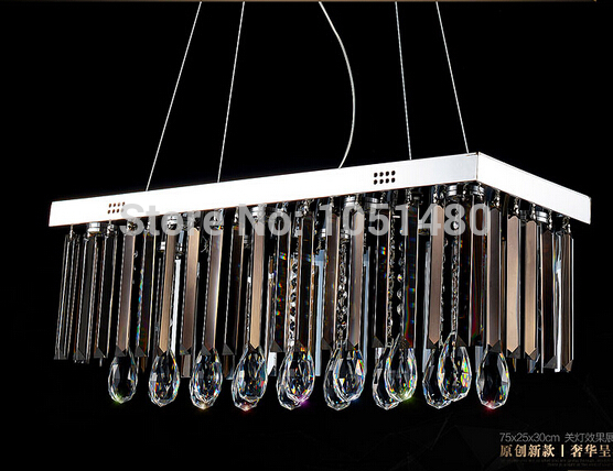 l750* w200*h1000mm fashion modern crystal chandelier for dining room, lustres rectangular crystal lamp