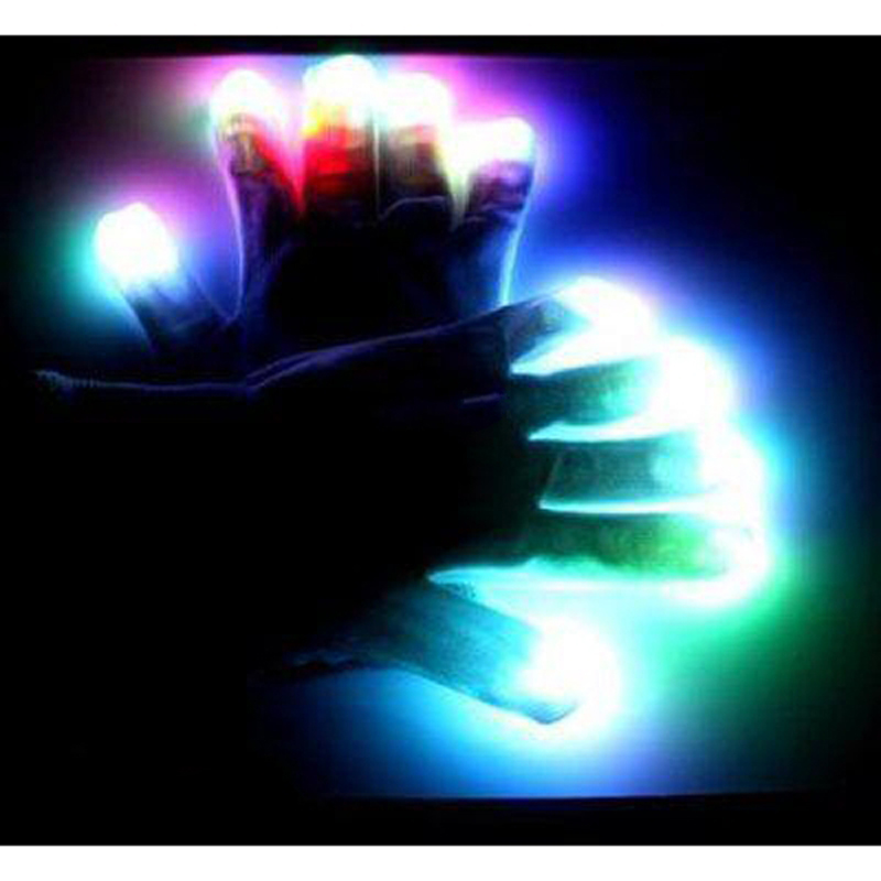 led gloves rave 100pcs (50 pairs) light flashing finger lighting glow mittens magic black gloves party accessory