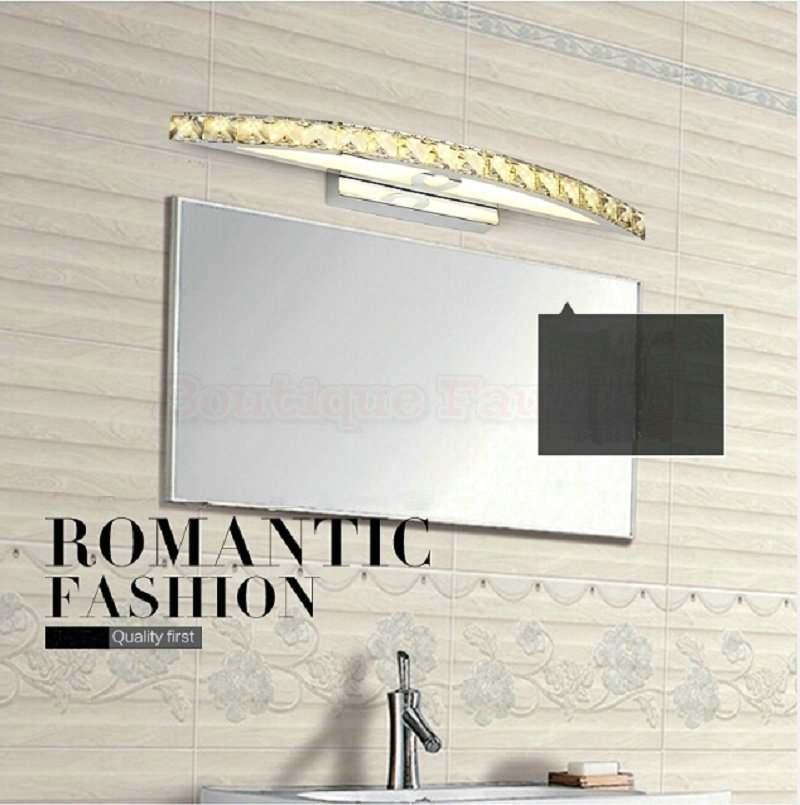 luxury bathroom mirror front light ac 85v~265v 15w 540mm led amber crystal bathroom mirror stainless steel water fog lamp ca370