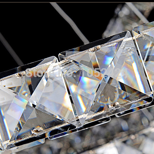 modern led pendant light 90-265v 2 square rings 50+30cm crystal stainless steel led pendant lamp for dinning room