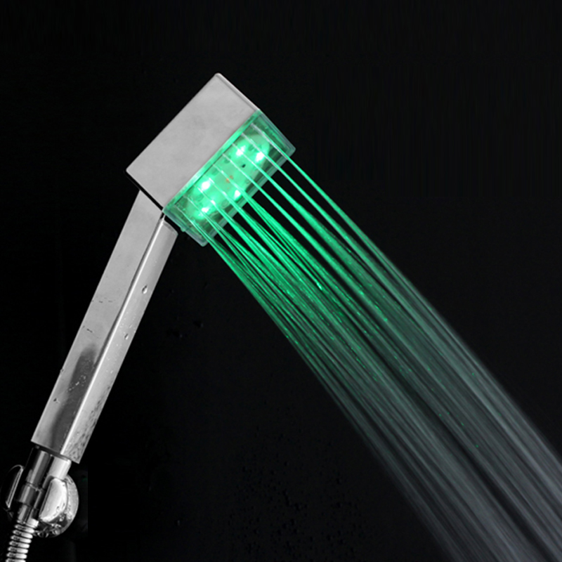 new arrival led shower head rgb water temperature control 3 color changing romantic bathroom led square shower head