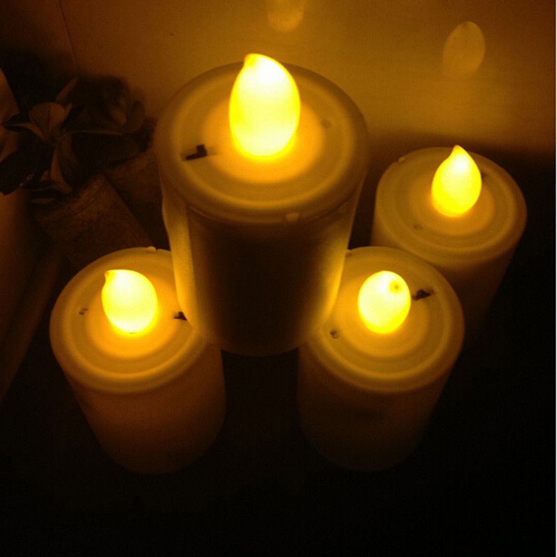 new arriving 4pcs/lot flameless long life electronic led candle party wedding decoration yellow tea light candle lamp