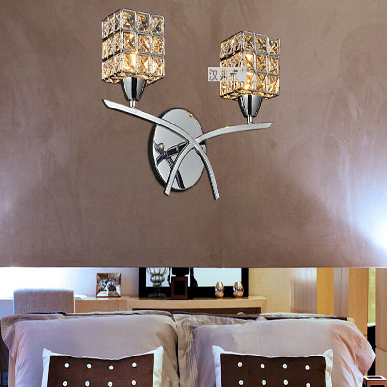 new chrome crystal wall light modern bedroom beside lamp , k9 crystal wall sconce