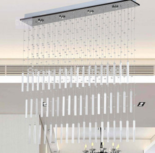 new flush mount rectangular crystal pendant lights , lustres dinning room lamp led lighting