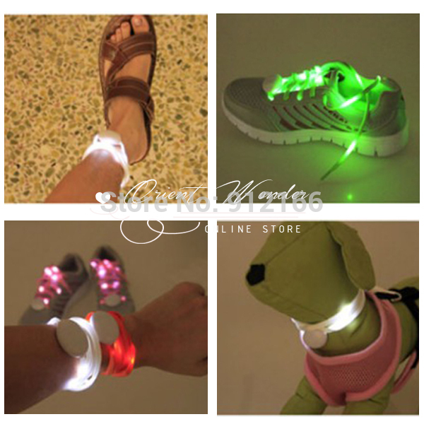 new popular flashing led nylon shoelaces 100 pairs/lot with led shoe strap light smallest controller box for fast