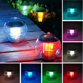 outdoor solar water pond light colorful round clear garden lamp color changing eco-friendly floating lamp new
