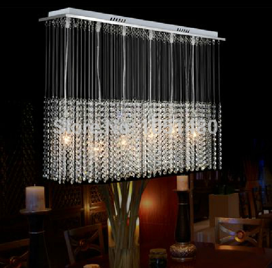 promotion s new modern linear rectangle decorative lighting dinning room crystal pendant lights