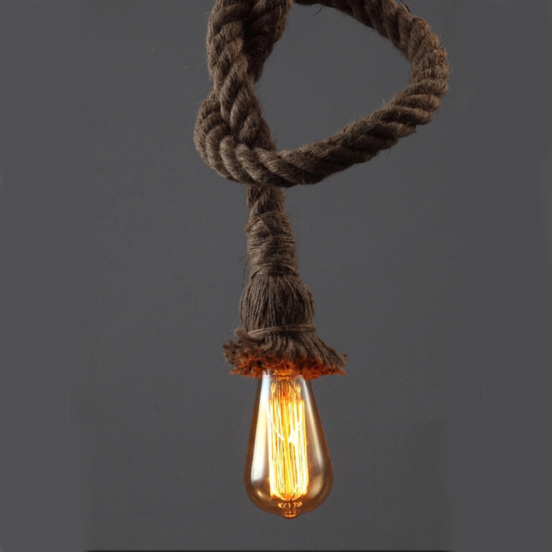retro rope pendant light loft vintage lamp restaurant bedroom dining room diy decorative pendant hand knitted decoration lights
