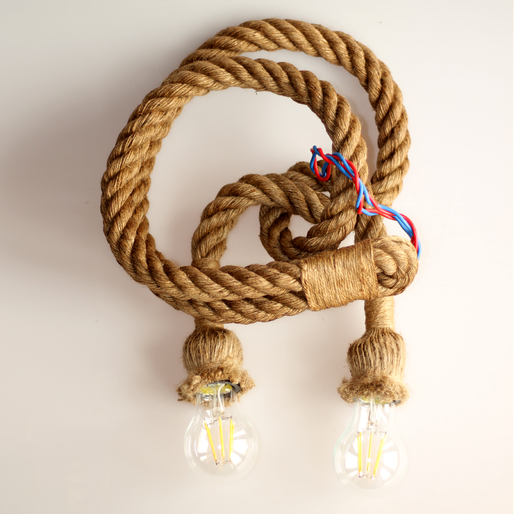 retro rope pendant light loft vintage lamp restaurant bedroom dining room diy decorative pendant hand knitted hemp rope light