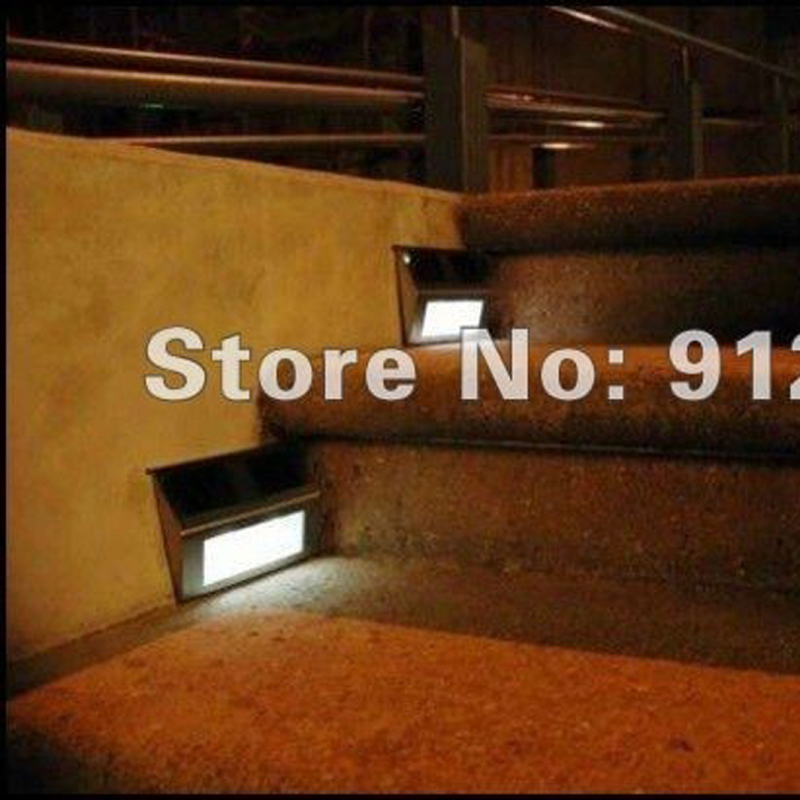 solar powered staircase light,stainless outdoor step light,2 led solar wall street light whole 50 pcs/lot