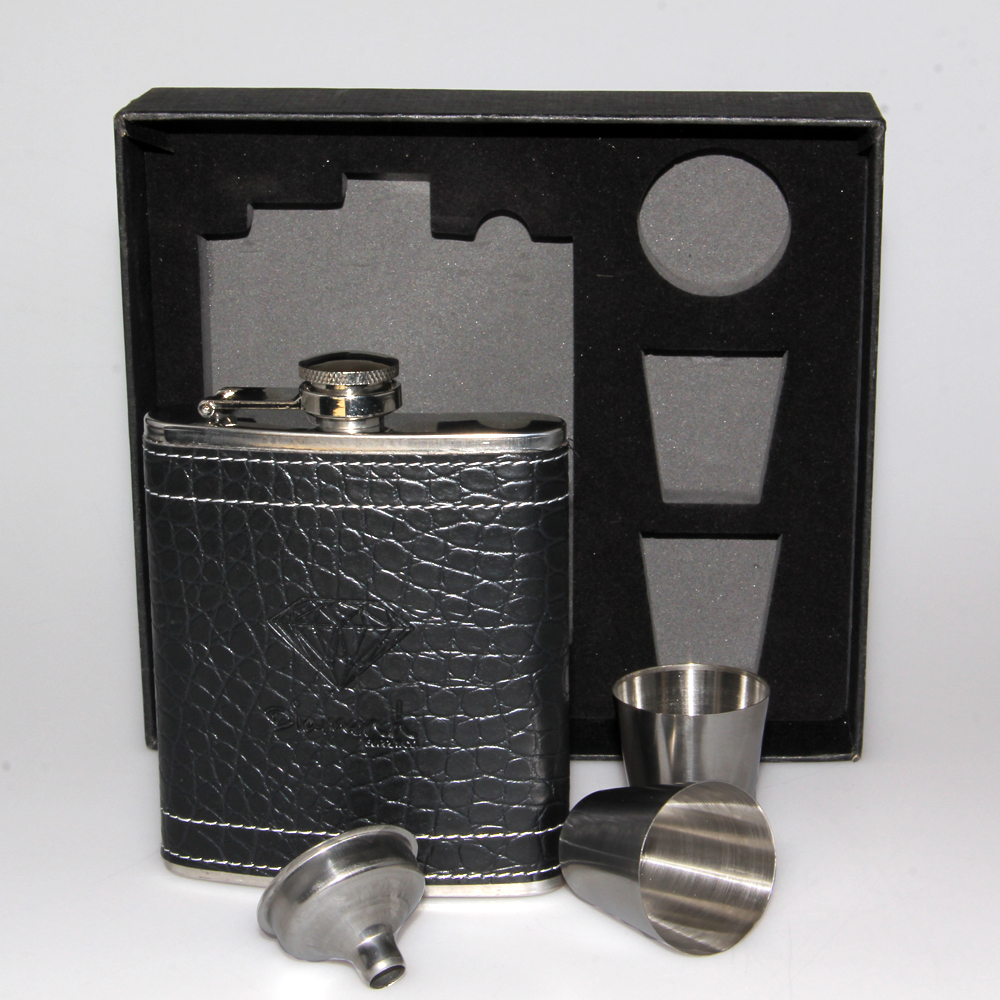 stainless steel portable wine flagon 7oz hip flask whiskey liquor wine pot bottle sets with 2 cups funnel gift box packing