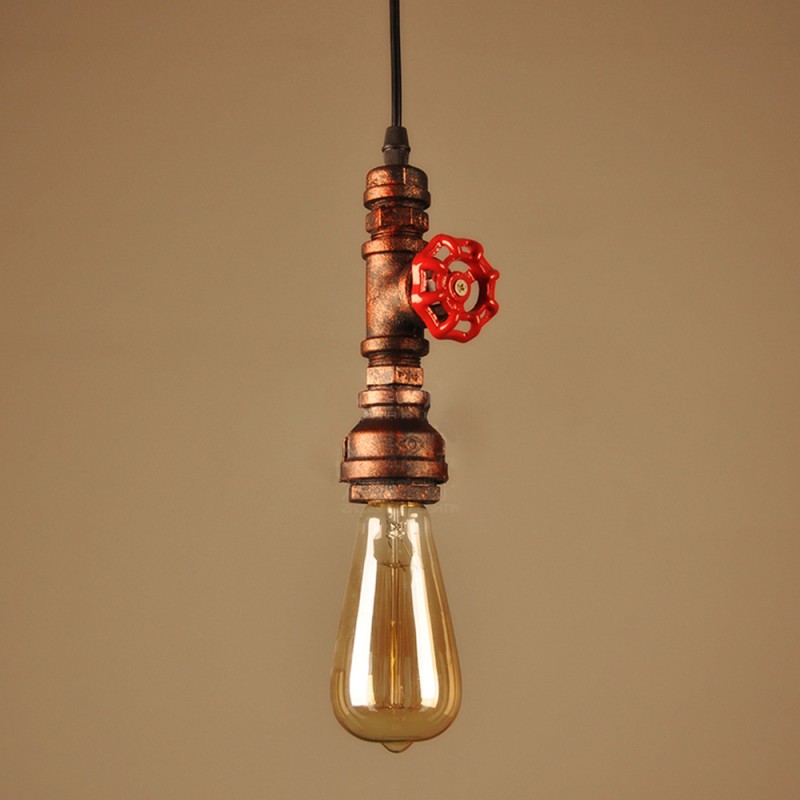 vintage water pipe pendant lights industrial bulb pendant lamps loft retro diy bar ceiling lamps fixture lighting lampshades - Click Image to Close