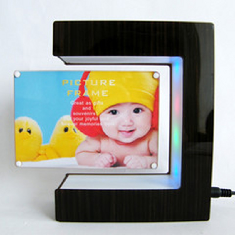 wooden po frame magnetic levitation floating po frame novelty gift led light cool toy display