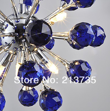 2014 new crystal pendant light 6-light floral shape k9 crystal pendant-blue