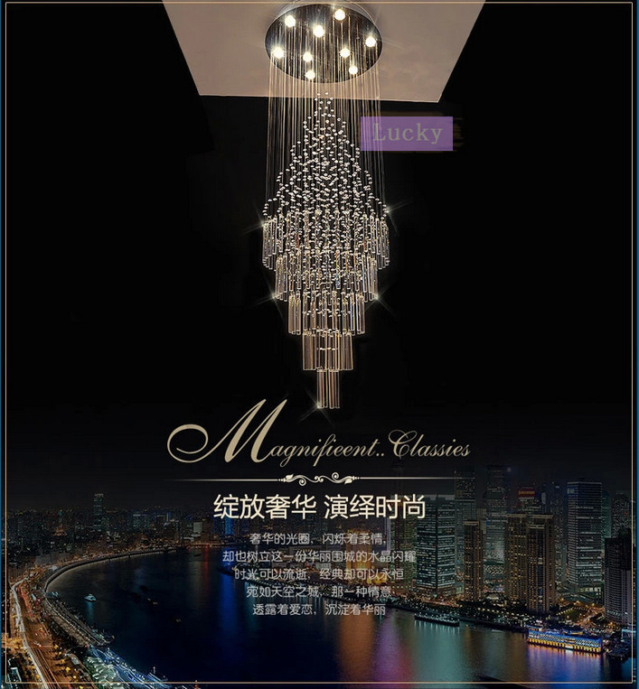 2015 new k9 crystal pendant lamp light for home/stair/bedroom/dinning room
