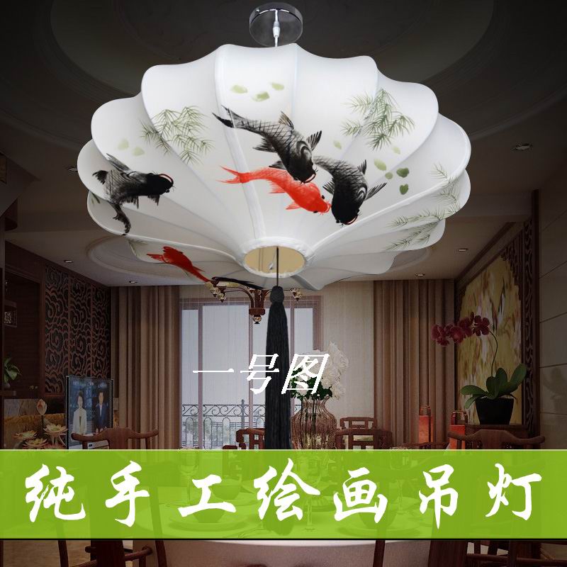 chinese style lamps new classical fabric lotus leaf lamp rustic casual romantic decoration pendant lamp 40cm man hand drawing