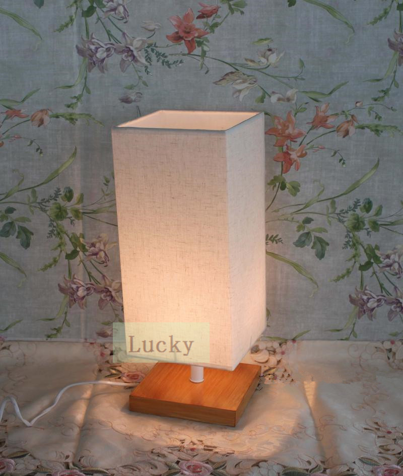 dimmer modern table lamp brief style solid wood fabric lampshade living room bedroom home decoration e27 110-240v
