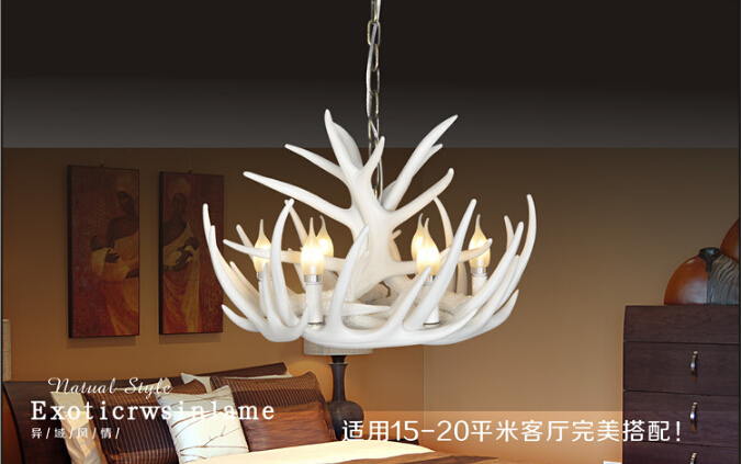e14 led 58l*58w*38h cm artistic antler featured chandelier with 6 lights antique american retro rustic chandelier