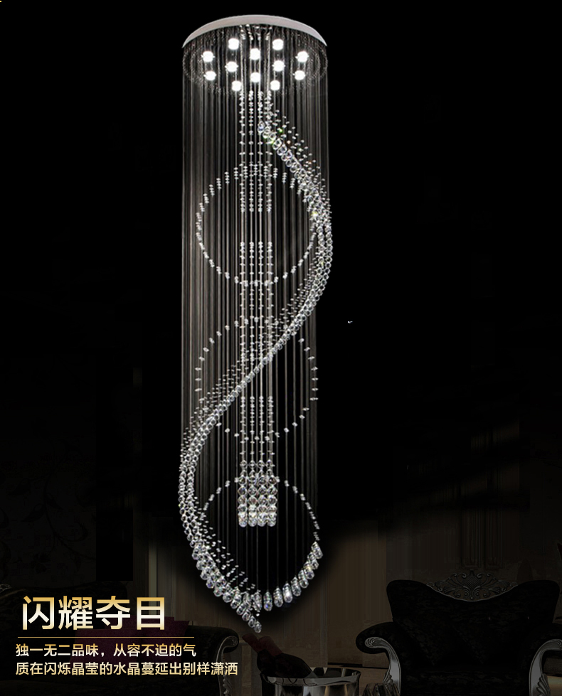 flush mount contemporary long crystal chandelier led lamps dia80*h300cm staicase light