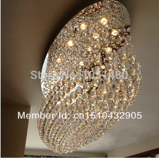 guaranteed oval large crystal chandelier modern l100*w50*h100cm luxury lighting fixtures