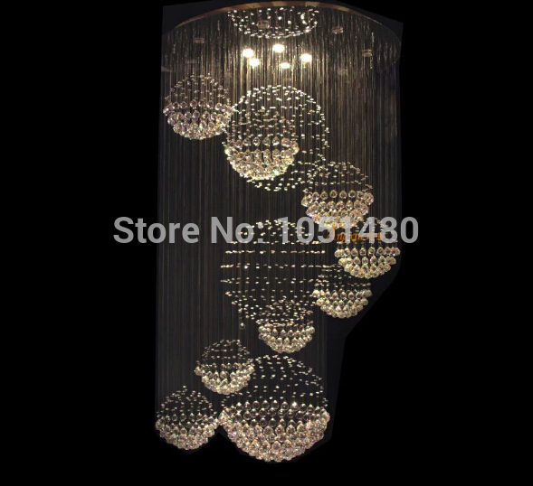 large crystal lamp luxury crystal chandeliers lighting dia100*h280cm,remote control staircase chandelier