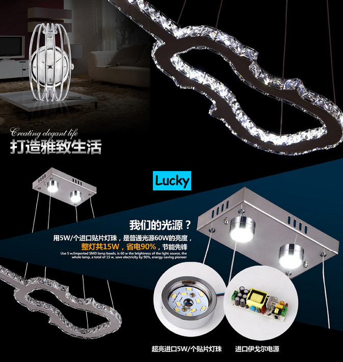 led crystal light pendants l550mm*w220mm*1000mm artistic stainless steel crystal lamp