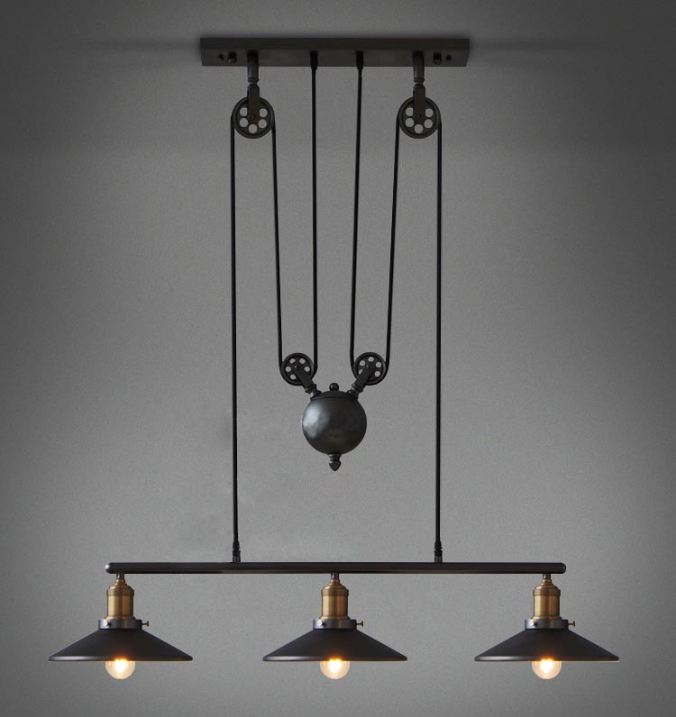 loft vintage pendant lights iron pulley lamp bar kitchen home decoration e27 edison light fixtures