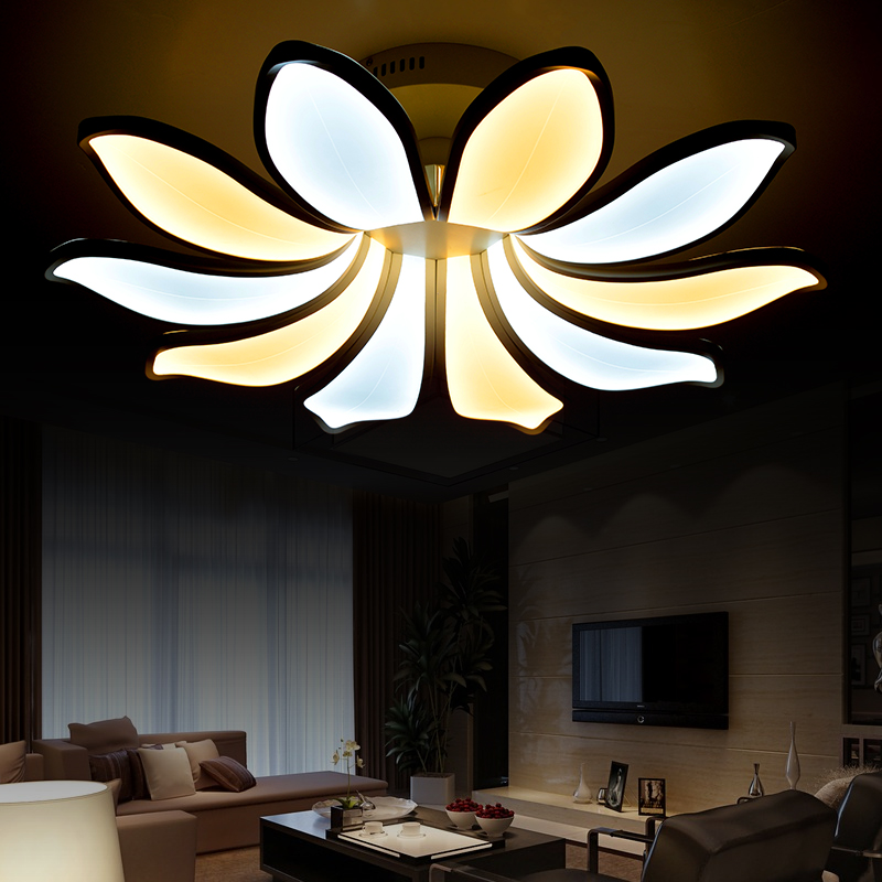 modern 16 petals flower led ceiling light fixture white acrylic flush mounted ceiling lustre for parlor el restaurant lamp