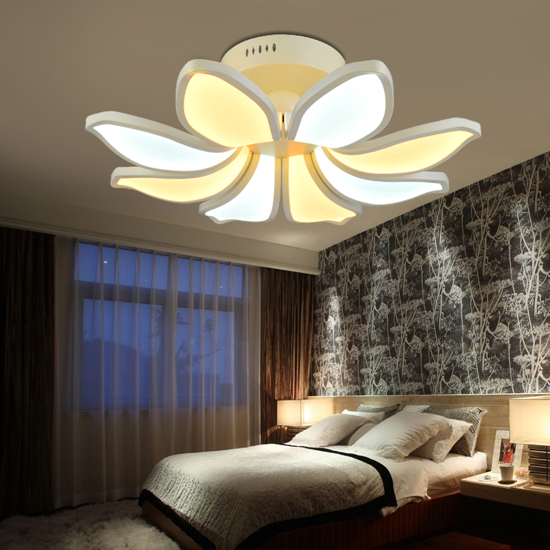 modern 16 petals flower led ceiling light fixture white acrylic flush mounted ceiling lustre for parlor el restaurant lamp