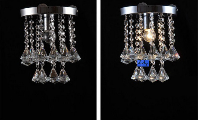 modern crystal semi flunsh mount chandelier d20cm