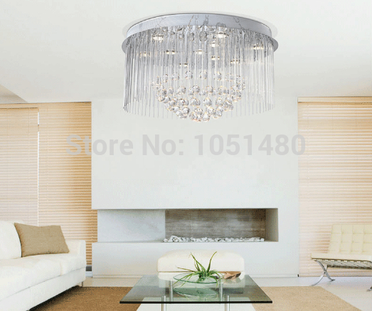modern round ceiling chandelier crystal home lighting with luxury crystal ball dia80*h42cm