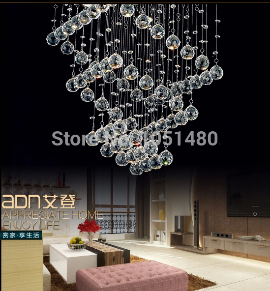 modern string rectangle pendant crystal lamp k9 crystal chandelier living gu10 led luminaire