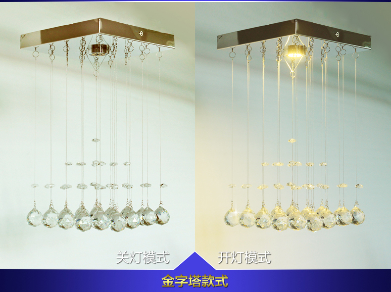 modern wave k9 led crystal ball pyramid shade hanging fixture rain drop curtain chandelier lamp lighting 5w led