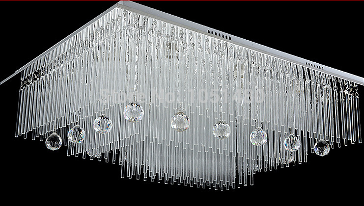 new modern square crystal lamp remote control chandelier living led lighting l800*w600*h400mm